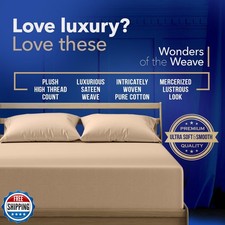 TEXAS LINEN CO. Premium Egyptian Cotton Twin Size Fitted Sheet Only - 22" Ext...