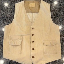Vintage 60s Lee Corduroy Vest Separate-Lees Beige Tan Button Made USA Western