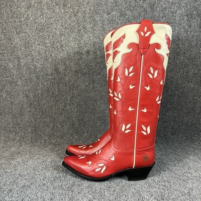 Ranch Road Boots Scarlett Women s Red Leather Cowboy Boots Size 7.5 New No Box