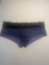 VINTAGE Victoria's Secret Medium blue leopard print lace banded cheeky