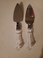 Stainless Steel Cake Knife Server Set with Clear Acrylic Handles
