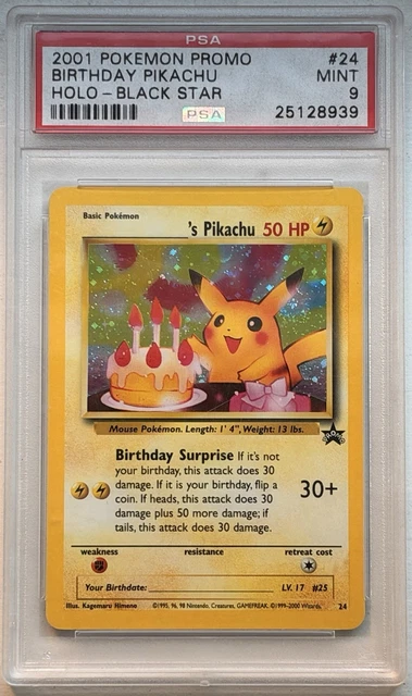 Pokémon TCG Birthday Pikachu 24/53 Wotc Promo Holo Promo EN 2001 PSA 9