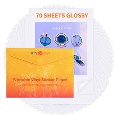 Printable Vinyl Sticker - 70 Sheets Glossy Waterproof Sticker for Inkjet Prin...