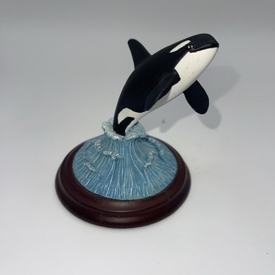 Wyland Killer Whale Orca Encore Northern Mist Mini Figurine Wood Base E16105  4 