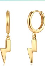 14K Gold Plated Earrings Dangle Drop Hoop for Women Dainty... Adorable