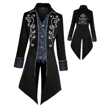 Halloween Medieval Clothing Men's Costumes Steampunk Tailcoat Medium Black