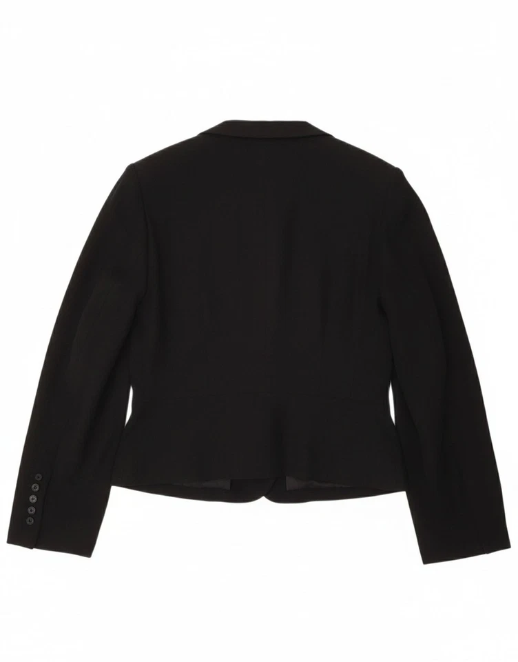 Chaqueta Blazer AUGUST SILK Mujer 4 Botones Reino Unido 14 Mediana Negra Seda CU14 Foto 2 de 4