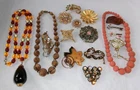 17 Pc All Vintage Costume Jewelry Lot Some Signed Rhinestone Brooches Art Deco