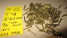 115-VINTAGE 1/2" X #16, SOLID BRASS BRAD NAILS, BIGGER DOME HEAD ESCUTCHEON PINS