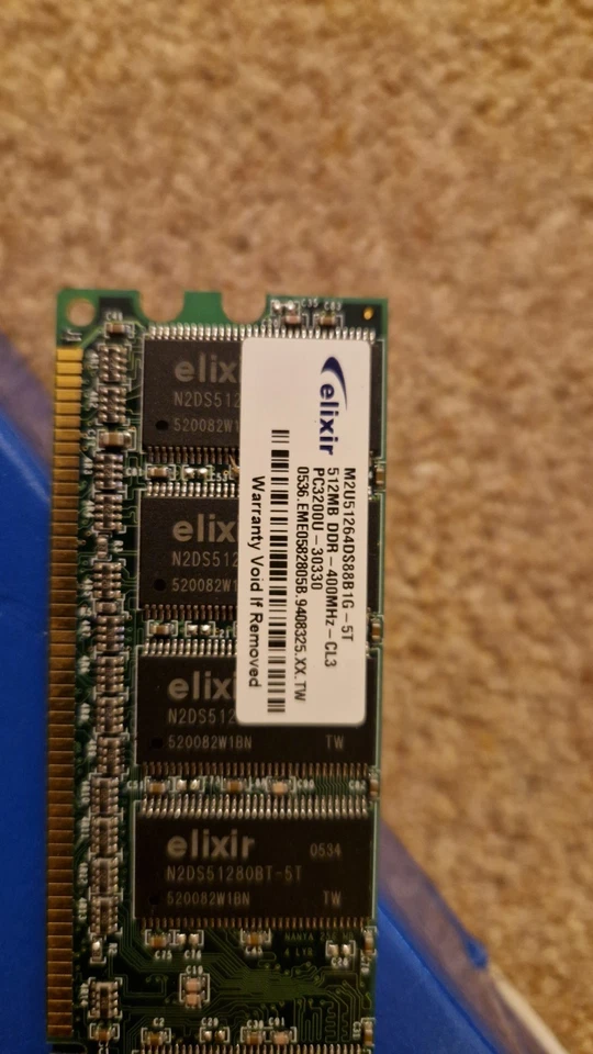 Elixir 512MB DDR ram memory module PC-3200 - M2U51264DS88B1G-5T - Image 3 of 3