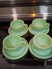 Fire King Jadeite Cup And Saucers Restaurant Ware Set Of 4 1948-50