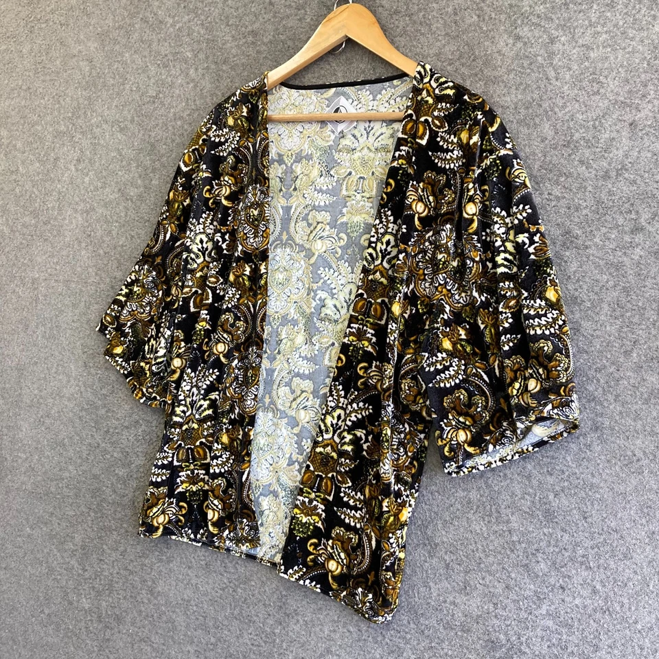 Volcom Jacket Top Womens 10 Velour Multicolour Open Front Kimono Duster 7816 - Image 2 of 4