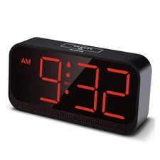 Battery Operated Alarm Clock for Bedroom Travel with Large Numbers Red