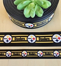 7/8  1.5" 1YD Pittsburgh Steelers Football Grosgrain Ribbon