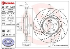 2x Bremsscheibe innenbelüftet 09.D411.33 BREMBO für MERCEDES-BENZ GLE Coupe GLE
