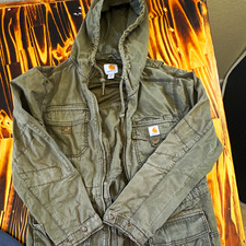 Carhartt Mens Hooded Full Zip Lined Jacket Gr...