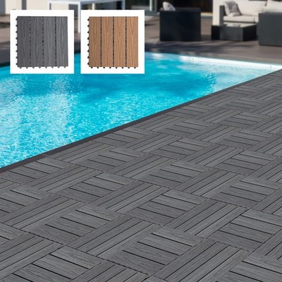 12''x 12'' Wood-Plastic Composite 11PCS Quick Interlocking Flooring & Patio Deck