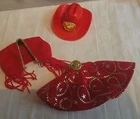 VTG 1993 BARBIE WESTERN STAMPIN' TARA LYNN PARTIAL OUTFIT SKIRT VEST HAT EUC