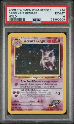 PSA 6 2000 POKEMON GYM HEROES HOLO #14 SABRINA'S GENGAR