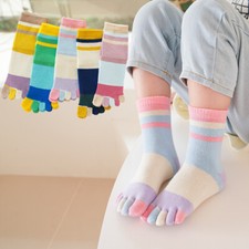 2 Pairs Children's Kid Striped Five Finger Toe Socks Toes Separated Soft Comfy
