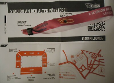 VIP Print TICKET & Band Eisern Lounge BL 2020/21 FC Union Berlin - SC Freiburg