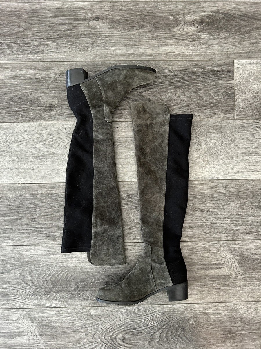 Stuart Weitzman Boots, Black Suede Leather Boots, Iconic  Stuart weitzman over the knee 5050 Boot in black suede 2inch heel main image 1