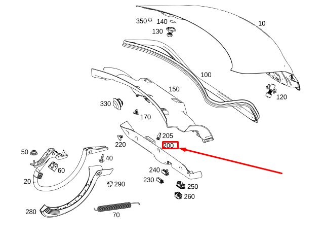 MERCEDES-BENZ CLA C118 Griffleiste unten hinten Kofferraumdeckel A1187500000