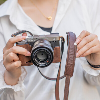 Genuine Leather Camera Half Case Cover Bag For Sony A7CII A7C II 2 A7C2 Camera