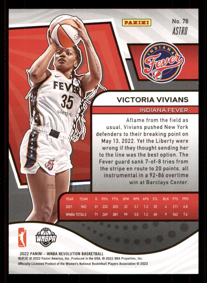 2022 Panini Revolution WNBA Astro #78 Victoria Vivians - Image 2 of 2