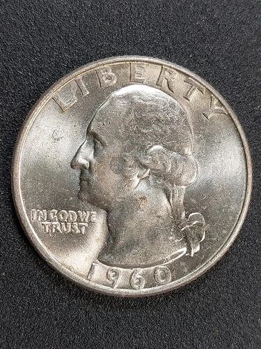 1960 D Washington Quarter 90% SILVER  AU/UNC Great Luster -0504-5