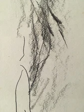 Very Nice Drawing Original Charcoal Pencil Armand Petitjean Abstraction 1987