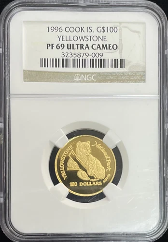 1996 Cook Islands Yellowstone 100 Dollars Gold Coin NGC PF 69 Ultra Cameo