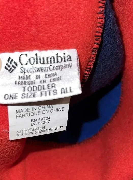 Vintage Columbia Fleece Toddler One Size Bear Hat Red Blue - Image 3 of 3