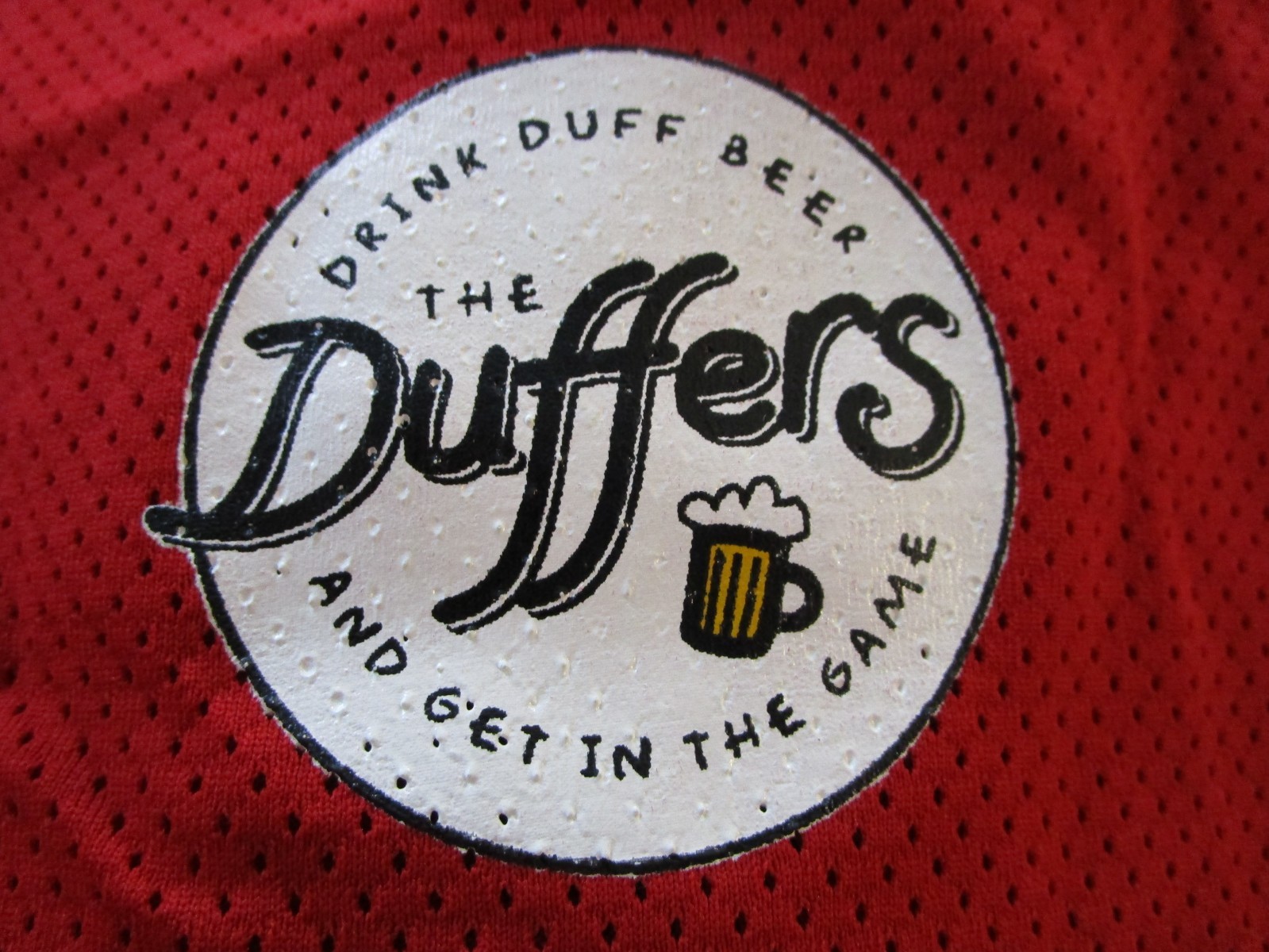 RARE VTG MADE IN USA Russell Duffers Duff Beer Simpsons Mesh Jersey size Large