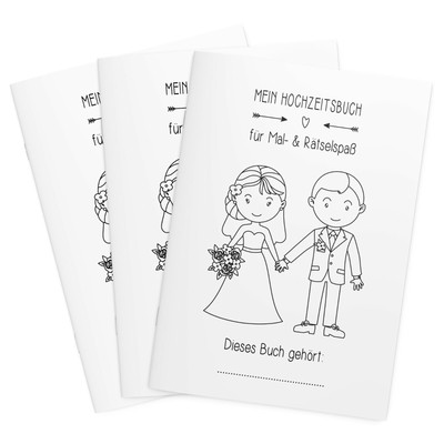 3er Set Hochzeitsmalbuch Sweet Gastgeschenk Kinder Malbuch