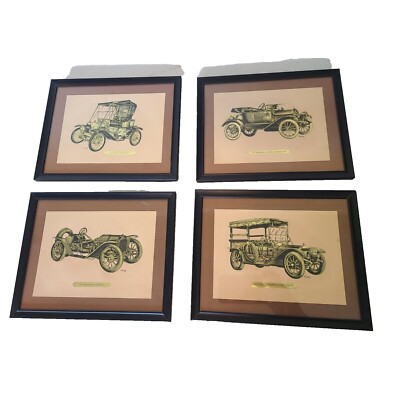 4 Framed Pictures Pierce Arrow Maxwell 22 Brush Roundabout Mercer Raceabout 8x10
