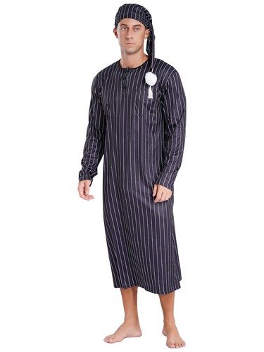 Mens Nightwear Nightshirt Nightgowns Henley Shirt Pajamas Pompom Sleepwear Up - Picture 28 of 39