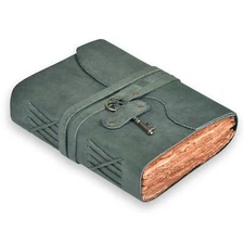 Handmade Vintage Journal with 200 Deckle-Edge Pages-Key Closure for Men & Women