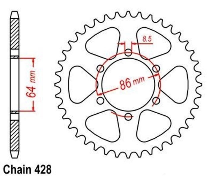 Couronne cha428 50 dents Kawasaki KE 125 évite les sauts de chaîne