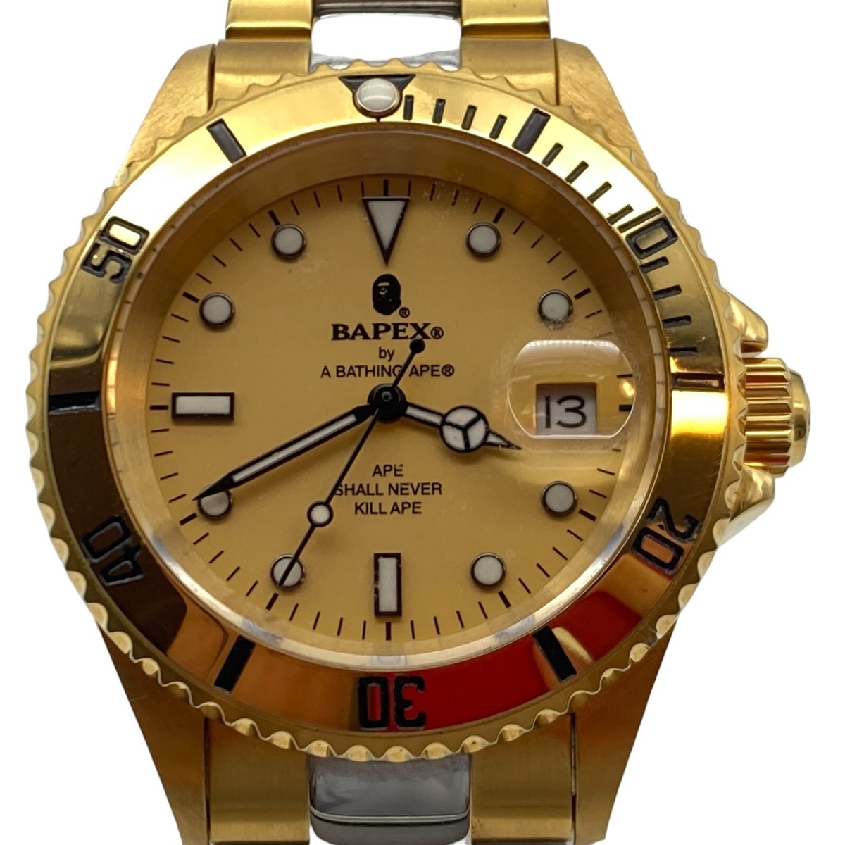 A Bathing Ape BAPEX Type 1 Automatic Gold Dial Silver Men