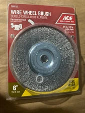 NEW ACE TOOLS 6" FINE WIRE WHEEL BRUSH 5/8" - 1/2" ARBOR  2099703