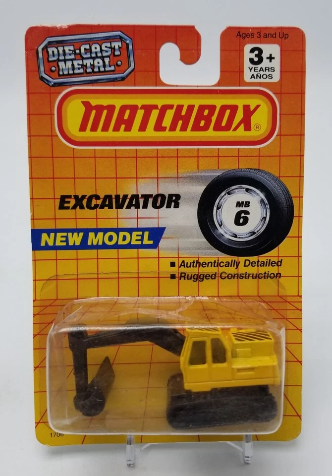 Matchbox 1990 EXCAVATOR (New Model) MB-6 Yellow Black DieCast 1/64 New Old Stock - Image 2 of 4