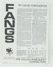 Fangs Pre-rolled characters for Runequest Chaosium Inc Games Workshop 1980