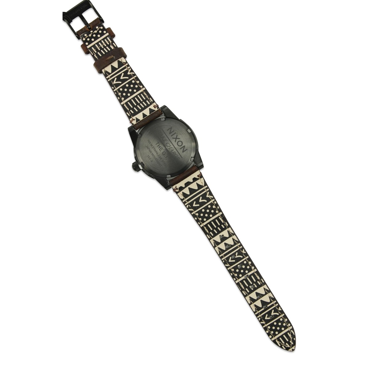 Nixon Womens GI Leather Watch Black Silver Brown One Size