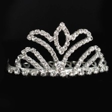 Flower Girl Tiara Crown Silver Swarvoski Rhinestone Elements With Comb