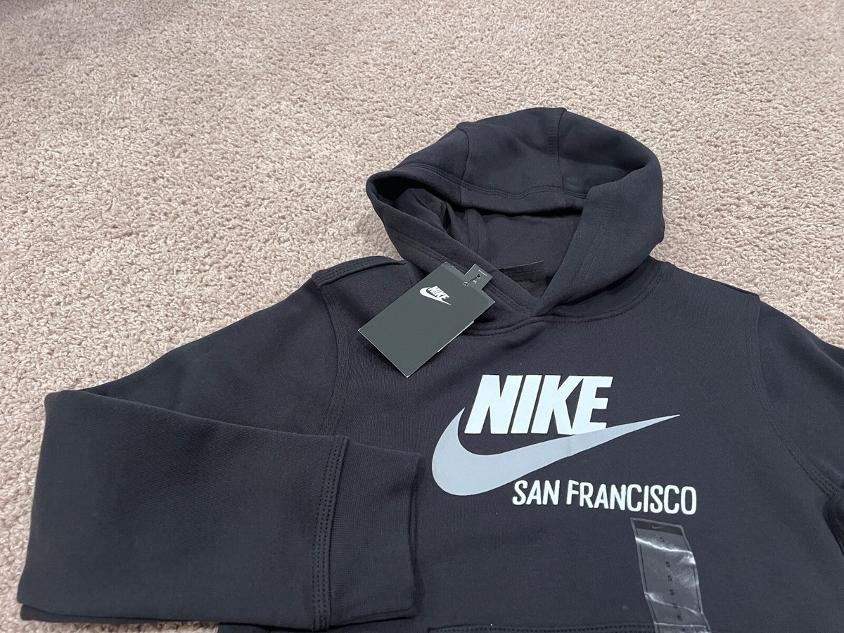 Nike Black retro swoosh hoodie hooded sweatshirt San Francisco
