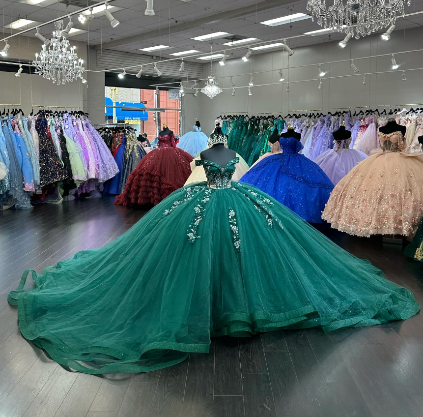Emerald Green Quinceanera Dresses 15 Years Old New Off-Shoulder Tulle Lace  | eBay