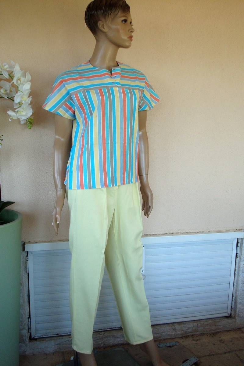 Robe D'été Sans Manches à Rayures Turquoise Et Parme - Taille T (40/42/44) - Composition 50% Coton 50% Polyester - Neuve Avec étiquettes - Fabriquée En France