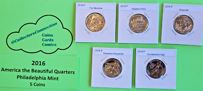 2016 P America The Beautiful Quarters(ATB) 5 Coin Set-Mint Bags
