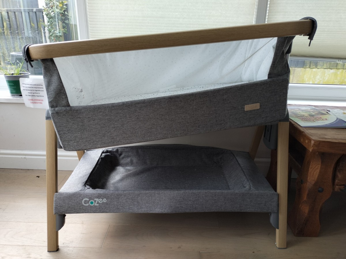 Tutti Bambini CoZee Bedside Crib in Oak and Charcoal Next To Me